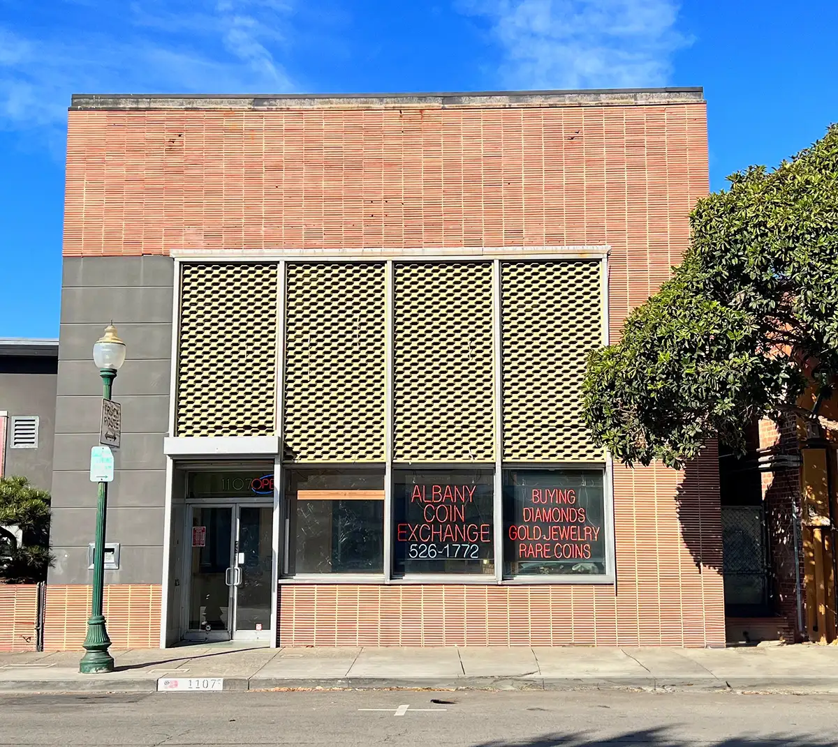 Photo of the Albany Coin Exchange storefront on Solano Avenue in Albany