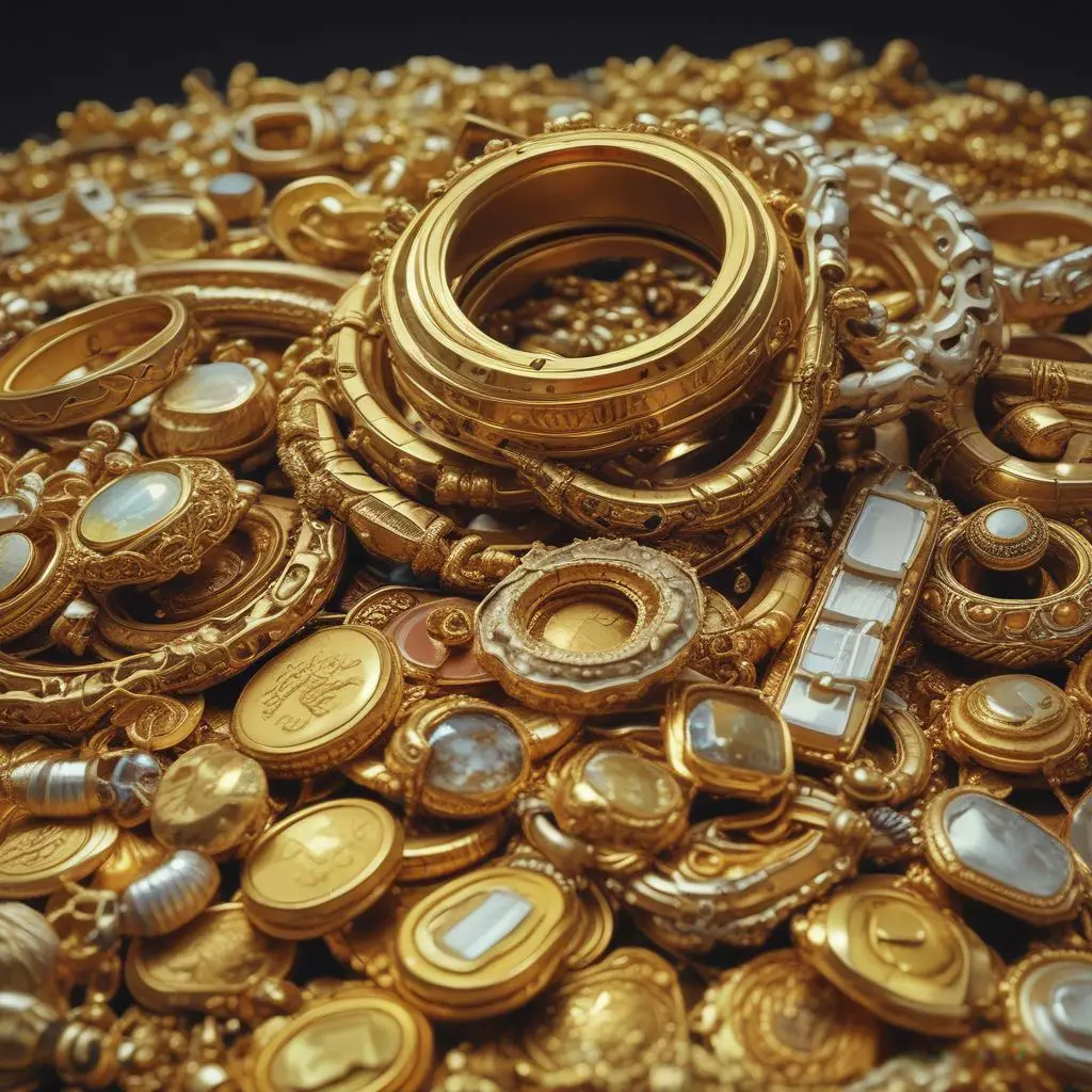 Photo of a pile of a gold jewelry